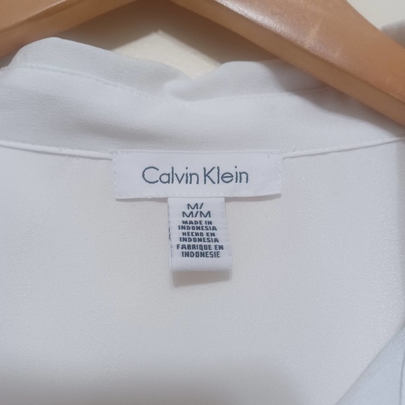 Calvin Klein womens slightly transparent button down shirt Size M - Picture 3 of 5